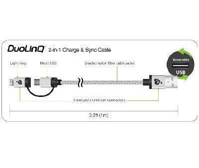 2in1 Charge Sync Cable Silver Hot on Sale