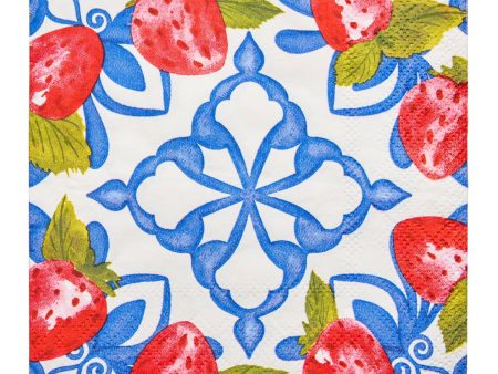 Sophistiplate Paper Beverage Napkins – Pack of 20 – Bleu Strawberry For Discount