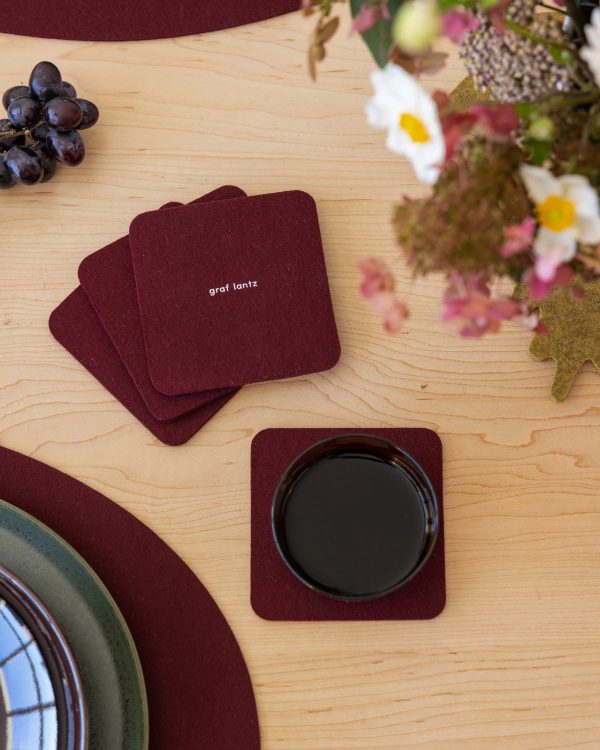 Graf Lantz Bierfilzl Square Felt Coaster – Burgundy – 4pk Online