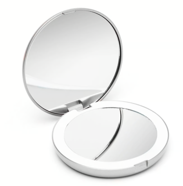 Lumi Mini Compact Lighted Mirror – 4  – White – 1X 10X Magnification For Cheap