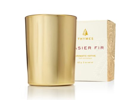 Thymes Frasier Fir Poured Votive Candle – Gilded Gold – 2oz. Discount