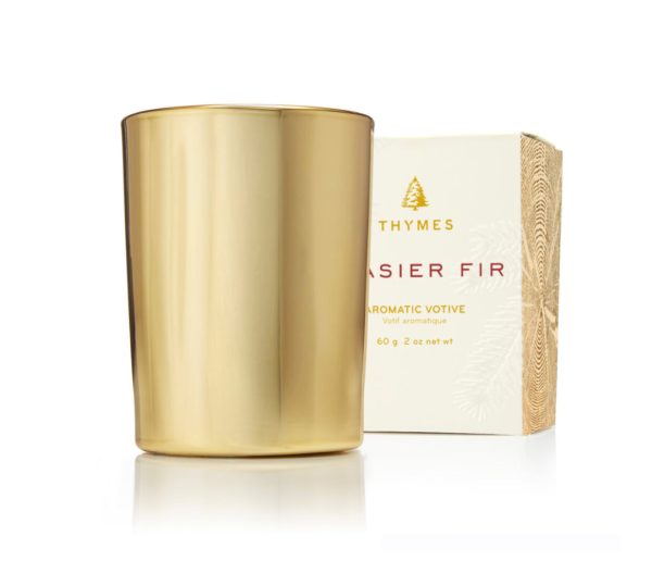 Thymes Frasier Fir Poured Votive Candle – Gilded Gold – 2oz. Discount